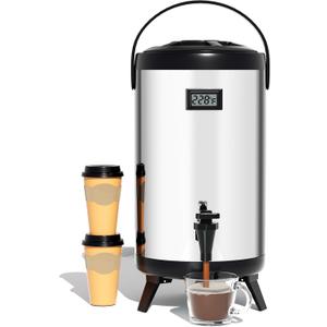 WantJoin Insulated Beverage Dispenser-75 Cup Hot&Cold water Urn for Catering-Stainless Steel Premium 12 L/3.2 Gallon Hot Drink Dispenser with Spigot for Coffee & Hot tea,Cold Milk,Water,Juice (Silver)