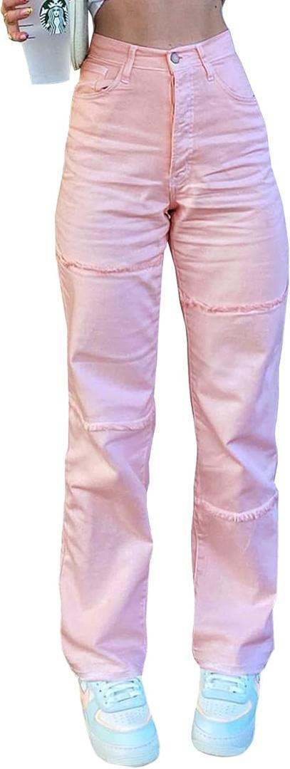 shengfan Women's Skinny Bell Bottom Jeans Elastic High Waisted Flared Jeans Raw Hem Wide Leg Denim Pants 70s Outfits, Small