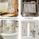 jinchan Floral Linen Tier Curtains 36 Inch Farmhouse Cafe Curtains Tie Top Botanic Drapes for Small Windows Over Sink for Kitchen Country Rustic Laundry Room Bathroom RV 2 Panels Black on Beige