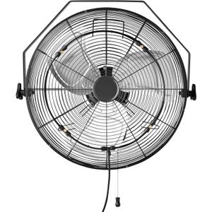 Amazon Basics 18" Outdoor Heavy-Duty Misting Fan, Wall-Mounted, Industrial, Waterproof (IP44), With Tilt Head, Metal Blades, Dual Ball Bearing Motor, 3 Speeds Up to 1550 RPM and 3781 CFM, Black
