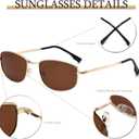 Vintage Rectangle Polarized Sunglasses for Womens Mens 90s Retro Trendy Sunnies Classic Metal Frame Sun Glasses UV400