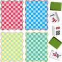 Soulchen 4 Pcs 2026 Mahjong Shuffler Cards Thick PVC Tile Mixers with Wavy Scalloped Edges Fun Game Accessories for Mixing Tiles Funny Mahjong Gifts for Lovers Playing Game(Colorful Checkered)