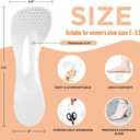 3/4 High Heel Cushion Insoles, Self-Adhesive Arch Support Inserts for Flat Feet and Arch Pain Relief, Gel Shoe Inserts for Sandal, Flats and High Heels (2 Pairs, Transparent, Women's 5-8.5)
