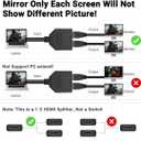 BATU 4k 60hz HDMI Splitter 1 in 2 Out HDMI Cable Male to Dual Female HDMI 2.0 with Power USB Cable for HDMI HD, LED, LCD, TV Dual Monitors Duplicated-Mirror Dual Monitor Support 3D Full HD