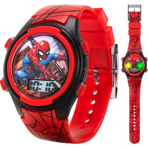 Marvel Spider-Man Kids Watches  Digital Display, Interactive Features, Adjustable Strap, Vibrant Spider-Man Graphics, Durable for Active Kids (Red /Black)