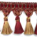 Fenghuangwu 6.5 Yard Handmade Tassel Fringe Trim, 10Cm/3.94Inch Diameter Tassel Fringing Trimmings Hand Knitting for DIY, Decor,Curtain Tablecloth Home Decoration-Red