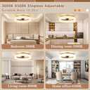 VOLISUN Low Profile Ceiling Fans with Lights and Remote,15.7in Modern Ceiling Fan Flush Mount, 3000K-6500K Dimmable Bladeless LED Fan Light,Gold Fandelier Ceiling Fans with Lights for Bedroom