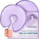 MyHalos Breast Therapy Pads for Breastfeeding - 2 Reusable Hot & Cold Compress Pads, Breastfeeding Essentials for Engorgement, Nipple Pain Relief, Mastitis - Nursing Supplies for Postpartum (2 Pack)