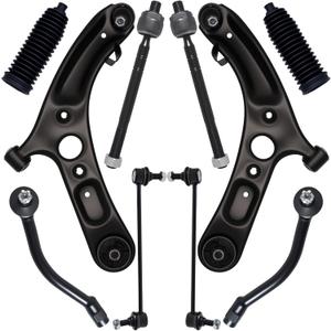 10Pcs Front End Suspension Kit Fit For 2011-2016 Hy-undai Elantra Sedan, 12-17 Veloster, 2 Lower Control Arm w/Ball Joint 2 Sway Bar Link 4 Outer & Inner Tie Rod End (# K622232 K622646 EV800886)