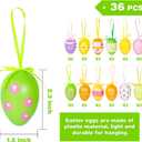 Garma 36 PCS Easter Hanging Plastic Eggs Decorations Colorful Eggs Painted Ornaments with Bow, Easter Tree Ornaments Decor for DIY Crafts Party Favor Home Decor Pascua Exchange Gifts