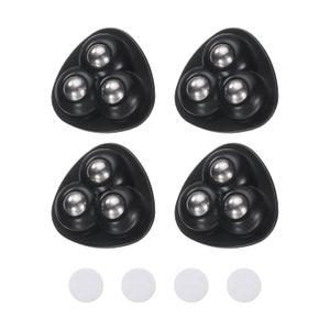 4pcs Self Adhesive Mini Caster Wheels,360° Rotation Universal Wheel,(with 3 Ball Bearings), ABS+304 Stainless Steel (Black)