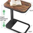 Kitstorack Upgraded TV Tray Table with Panel Lock, 90 Flip-Over Design & Adjustable Height, Sofa Arm Side Table for Eating, Laptop, Couch, Bed, or Small Spaces, Brown