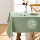 Pureegg Rectangle Linen Tablecloth Waterproof & Stain Resistant, Wrinkle-Free Table Cloth Adds Elegance and Protection, Ideal for Dining, Party, Wedding and Outdoor, 52 x 70 Inch, Sage Green