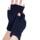 1Pairs Half Finger Gloves for Men Women Winter Warm Knit Fingerless gloves for women and men (One Size, Navy)