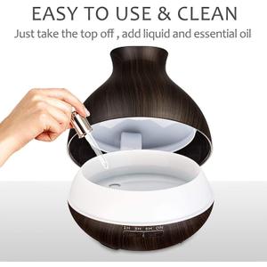 BZseed Aromatherapy Essential Oil Diffuser, 550ml Ultrasonic Fragrant Oil Large Room Humidifier, Diffusers for Home with Timer and Waterless Auto-Off, 7 Color LED Lights,Cool Mist Humidifiers (Dark Brown)