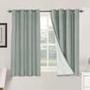H.VERSAILTEX 100% Blackout Curtains for Bedroom Thermal Insulated Linen Textured Curtains Heat and Full Light Blocking Drapes Living Room Curtains 2 Panel Sets, Green Bay, 52x54 Inch