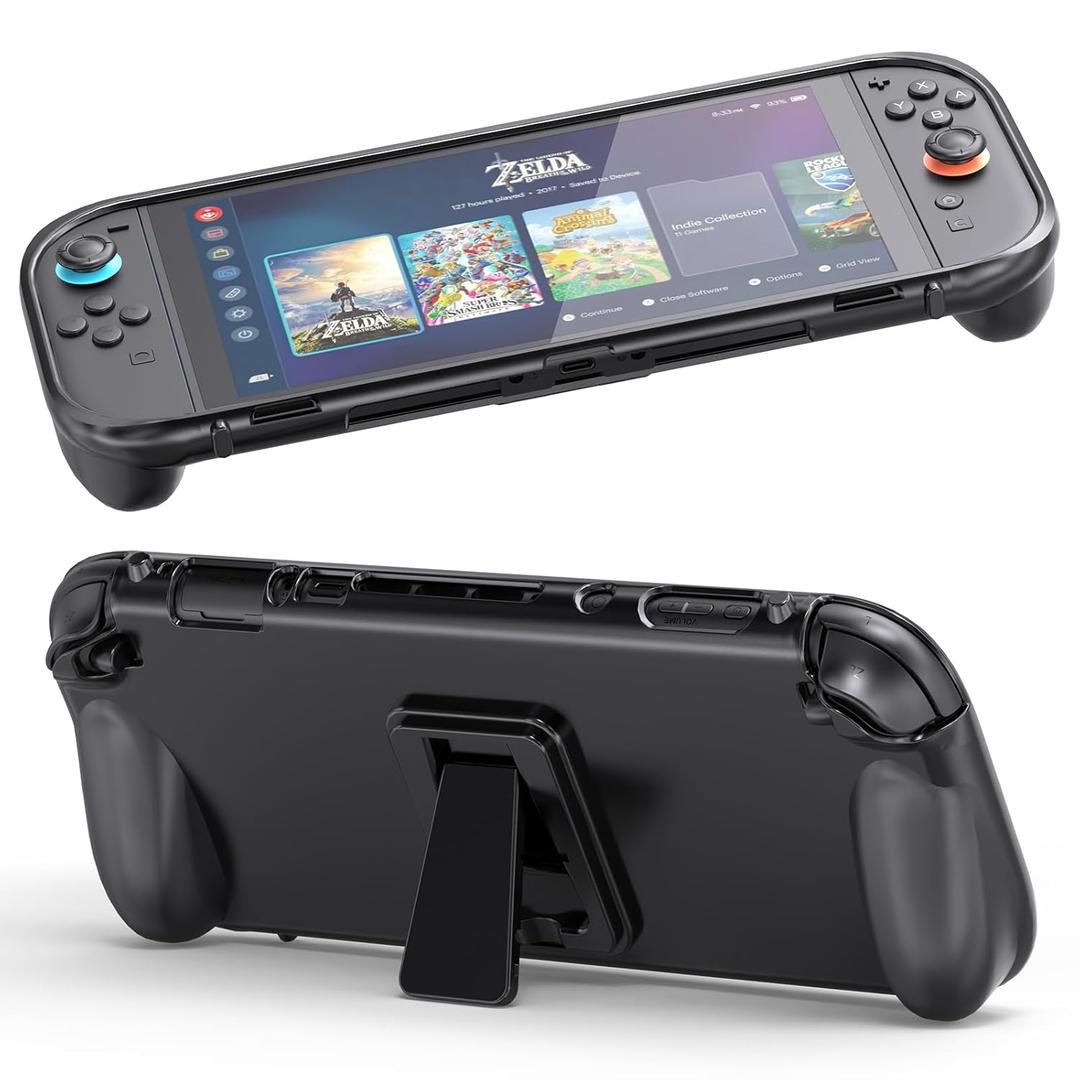 TCMOT Protective Case with Stand for 2025 Nintendo Switch 2, TPU Grip Integrated Cover Accessories, Compatible with Joy-Con Grip Design