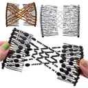 3Pcs Magic Easy Stretchy Hair Comb Beaded Double Combs Elastic Hair Clips Hairstyle Bun Maker for Women