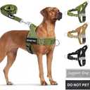 SlowTon No Pull Dog Harness - Heavy Duty Dog Harness and Leash Set for Medium Large Dogs, Reflective Tactical Harness with Soft Padded and Front Clip for Easy Walk and Training (Green, M)