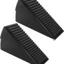 2 Pack Heavy Duty Door Stopper, 304 Stainless Steel Adjustable Door Stop with Spring Loading, 3 Inch Tall Stopper Wedge for Dorm Room, Non-Slip Base for Hardwood Tile Carpet (Black)