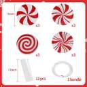 RINOLY 12 PCS Candy Cane Christmas Decorations,8 in Large Double Sided Peppermint Christmas Decorations Tree Ornaments,Plastic Candy Cane Ornaments for Tree Topper Home Vase Xmas Decor