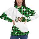 2 x TMSD Women's Mardi Gras St.Patrick's Day Long Sleeve Hoodie with Pocket (Hoodie | Peace & Love)