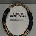 Road Comforts Leopard Steering Wheel Cover - Made with PVC Leather Cheetah Print - Anti-Slip, Universal Fit 14 1/2 inches to 15 inches - Black