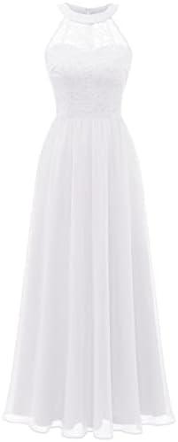 Wedtrend Women's Formal Dress, Halter Long Prom Dress Floral Lace Bridesmaid Dresses. Size XL