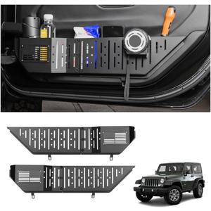 BMZX Metal Front Door Pocket Storage Box for Jeep Wrangler JL JLU 4XE 2018-2025 and Gladiator JT 2020-2025 Accessories Door Expansion Storage Molle Panels(Not for Power Seats)