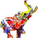 Colorful Graffiti Art Elephant Sculptures - 10.5" High Modern & Creative Large Elephant Statue for Kitchen Office Shelf Home Decor, Modern Elephant Statue, Colorful Resin Elephant Figurines