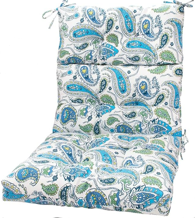 Magpie Fabrics Patio Tufted High Back Chair Cushion 2 Count, Waterproof Fade Resistant Indoor Outdoor Deep Seating Rocking Chair Swing Seat/Back Cushions 