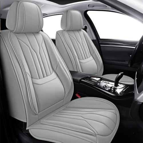 Foneso Car Seat Covers for Truck Chevy Chevrolet Silverado GMC Sierra Leather Protectors for Pickup 2007-2024 1500 2500HD 3500HD Trail Boss Z71 Crew Double Extended Cab (Grey (Model A), Full Set)