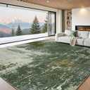 8x10 Rugs for Living Room - Modern Abstract Washable Rug, Ultra Soft Non Slip Low Pile Large Rugs, Floor Carpet for Bedroom Dining Room Office Laundry Nursery Home(Green)
