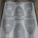 Kingrol Vintage Goblet Glasses Set of 6, 10 oz Heavy-Duty Pressed Glass Water or Wine Glasses with Ornate Design for Dining, Daily Use or Party Display