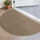 BEQHAUSE Dirt Trapper Door Mat 17" x 30" Half Circle Non Slip Washable Doormats Entrance Rugs Absorbent Welcome Low Profile Floor Mats for Front Back Door and Entryway, Taupe (1'5" x 2'6" (Semicircular))