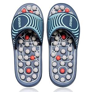 BYRIVER Reflexology Foot Massager Tools, Acupuncture Massage Slippers Shoes Sandals Mat, Stress Plantar Fasciitis Relief Gifts for Men Women, Relieve Heel Arch Arthritis Neuropathy Pain (05M, M-Women(9-11) Men(7-9))