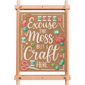 Easy Assembly Cross Stitch Frame - Tool Free Embroidery Frame (18" x 11.1") Needlework Supplies for Embroidery - Scroll Frames for Cross Stitching - Professional Grade Wood Needlepoint Frame