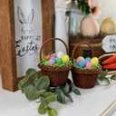 2 x Easter Basket Decorations Set, 4 Mini Baskets with Grass, 40 Foam Eggs, 12 Foam Carrots for Home Decor, Party Favors, Holiday Crafts