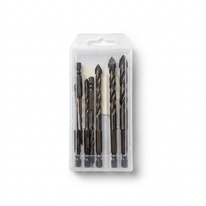 Iasuroa 7pcs Four-Edged Serrated Eccentric Drill Bit, 3+4+5+6+8+10+12mm Multifunctional New 4 Flute Edge Sawtooth Eccentric Drill Bit High-Strength Steel, Black 