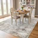 Washable Rugs 5x7 Area Rugs for Living Room,Rug for Bedroom, Vintage Distressed Non-Slip, Ultra Soft Faux Wool Carpet for Dining Room, Beige Brown for Home Office Dcor