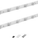 Coat Hooks, White Coat Hooks Heavy Duty, Wall Mounted Rack 21.25-inch, White Wall Hanger Hanging Hooks, Modern Hook Rack Hanging for Hat Purse Towel Bathroom, Solid Aluminum