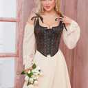 Alivila.Y Fashion Womens Sexy Vintage 1920s Renaissance Lace Trim Corset Bustier (Brown)