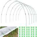 Greenhouse Hoops for Raised Beds, 36pcs Rust-Free Fiberglass Garden Hoops Grow Tunnel Wide, 8FT Heavy Duty Plant Support Hoops with Flush Connectors & 24pcs Clips for Netting Row Cover