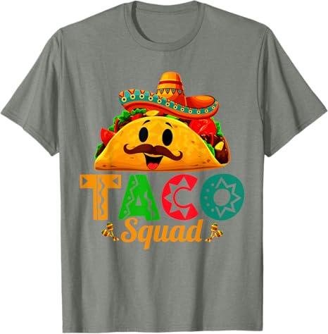Mexican Food Lover Cute Taco Squad T-Shirt, Large