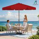 JEAREY 9 FT Patio Umbrella Outdoor, Table Umbrellas Market Umbrella w/Push Button Tilt/Crank, 8 Sturdy Ribs(Red)