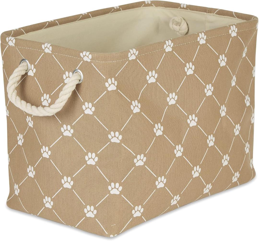 Bone Dry Pet Storage Paw and Bone, Trellis Collection, Small Rectangle, 14x8x9, Taupe