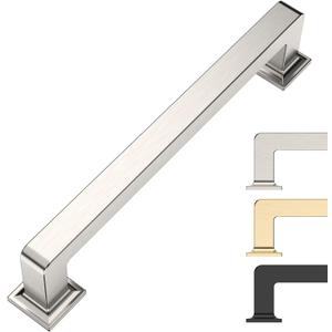 9BUILD 6 Pack 5 Inch Kitchen Cabinet Handles - Brushed Satin Nickel Cabinet Pulls - Cupboard Handles (5"/128MM Hole Center)