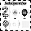 2 x 40 Inch Checkered Number Balloon, 5th Birthday Number Balloons for Boy, Large Inflating Black and White Number 5 Race Car Theme Party Decor Supplies, for Birthday Party,Wedding, Anniversary