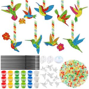 Pasimy 36 Sets Hummingbird Suncatchers Craft Kits Bird Paint Window DIY Hanging Ornaments Decorations Make Your Own Spring Activities Arts Summer Party Favors Gifts for Classroom Home Mother Birthday