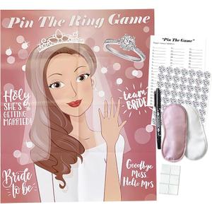 Bridal Shower Games, Pin The Ring On The Bride, Bridal Shower Engagement Wedding Shower Bachelorette Party Games 50 Guests